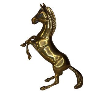 Vintage Brass Horse Rearing Statue Figurine